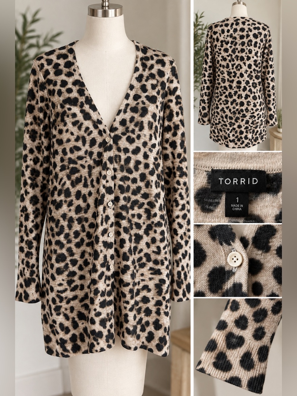 Torrid Leopard Print Longline Cardigan Sweater – Size 1
